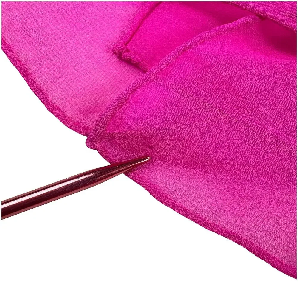 Baar & Beards VTG Silk Scarf Women Fuchsia Pink Hand Rolled Japan Square 22x22